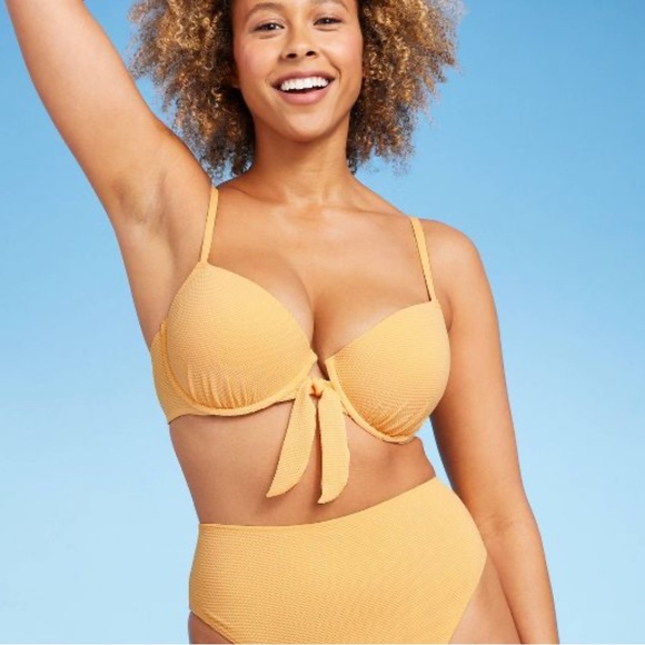 yellow tie front bikini